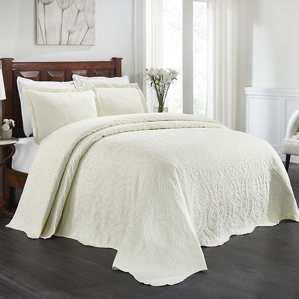 SUPERIOR Aspen Jacquard Woven Floral Scalloped Edges Bedspread & Sham Set Superior