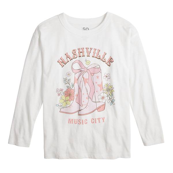 Girls 7-20 SO® Nashville Music City Long Sleeve Graphic Tee in Regular & Plus Size SO