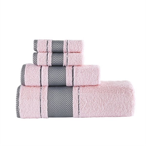 Textile Fishbone Turkish Cotton Bath Towels (Set of 4) Kafthan