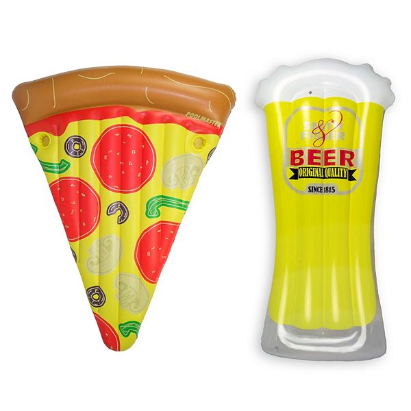 Poolmaster Pizza Slice & Beer Mug Swimming Pool Float Combo Poolmaster