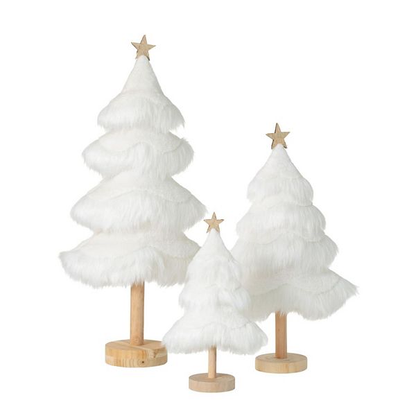 Haven Living 3-pc. 24-in. Faux Fur White Wood Artificial Tree Set Haven Living