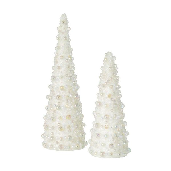 Haven Living 2-pc. Beaded Pearl Cone Christmas Tree Table Decor Set Haven Living