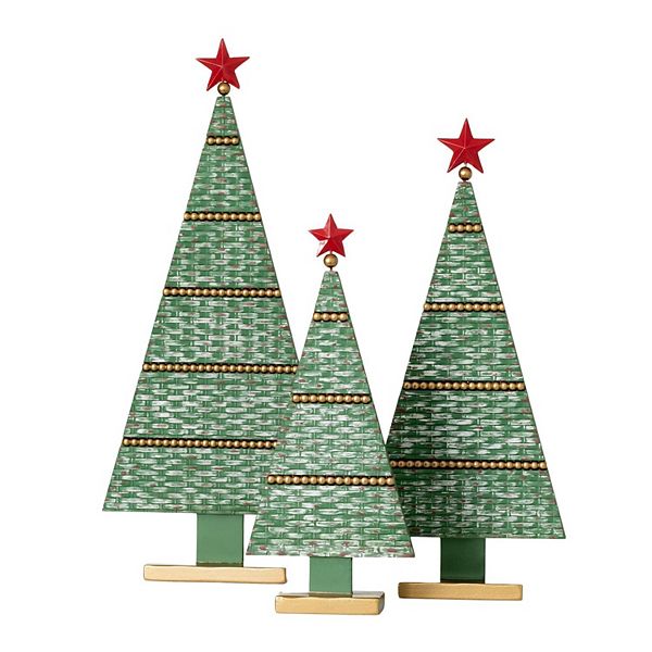 Haven Living 3-Piece Textured Wood Christmas Tree Set Floor Decor Haven Living