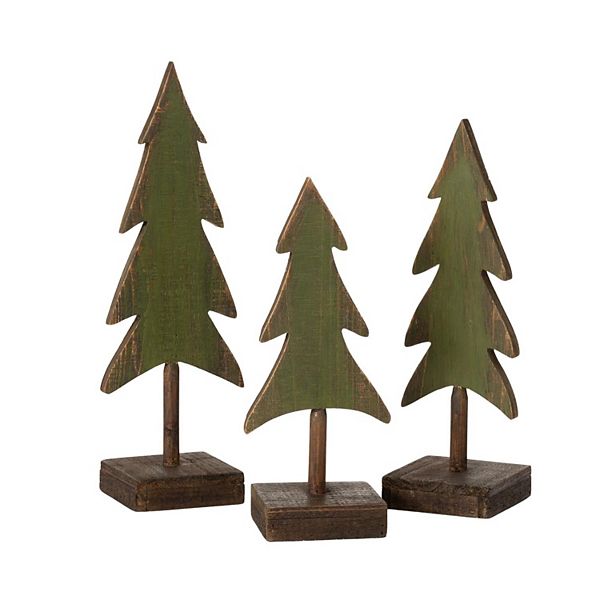 Haven Living 3-pc. 15-in. Evergreen Wood Trees Table Decor Set Haven Living