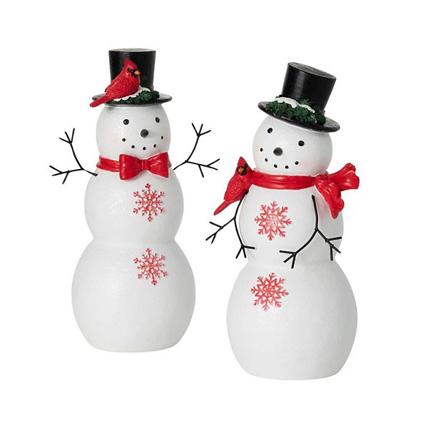 Haven Living 2-Piece Red Cardinal Snowman Holiday Figurine Set Haven Living