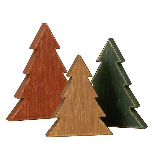 Haven Living 3-Piece Wooden Christmas Tree Block Table Decor Set Haven Living