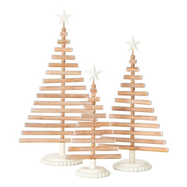 Haven Living 3-pc. Wood Slat Christmas Tree Table Decor Set Haven Living