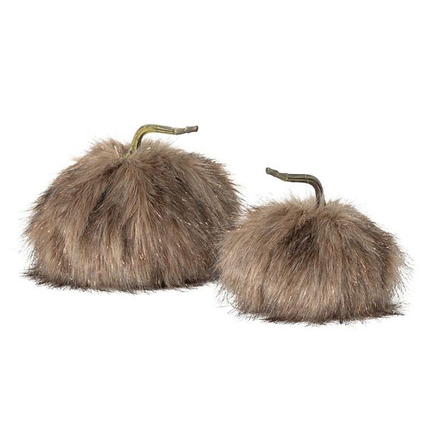 Haven Living 2-Piece Plush Faux Fur Pumpkin Table Decor Haven Living