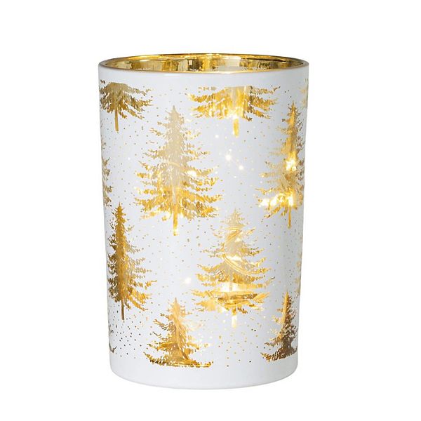 Haven Living 7" White Gold LED Tree Jar Light Table Decor Haven Living