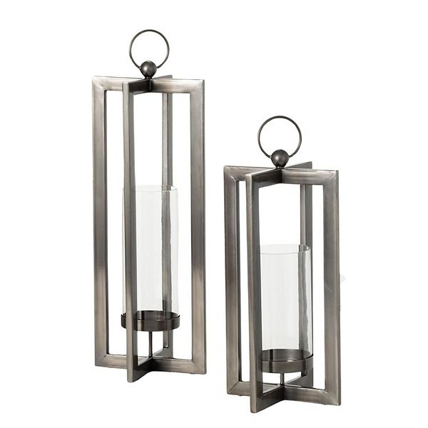 Haven Living 2-Piece Modern Industrial Lantern Set Floor Decor Haven Living