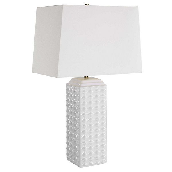 White Diamond-Textured Table Lamp Unbranded