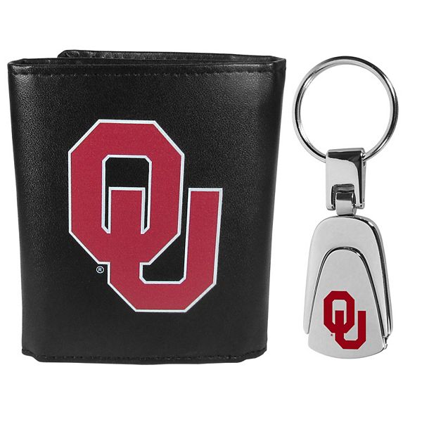 Кошелек тройного сложения и брелок с символикой Oklahoma Sooners, 6 карманов Unbranded