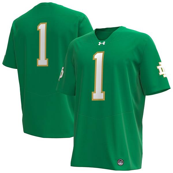 Мужская Футболка Under Armour Premier Football Jersey Notre Dame Fighting Irish #1 Kelly Green Under Armour