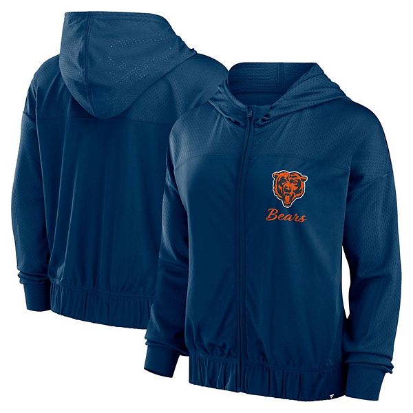 Синий худи из 100% полиэстера с капюшоном и молнией от Fanatics для поклонников Chicago Bears Fanatics Brands - White Label