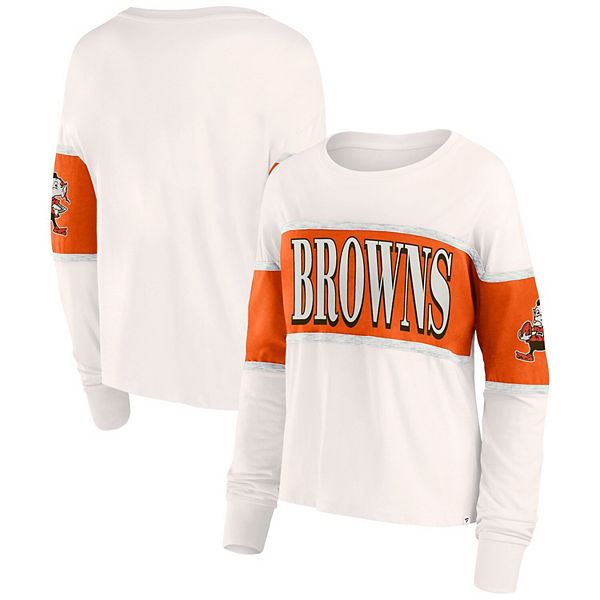 Футболка Fanatics Cleveland Browns с длинными рукавами и контрастными панелями, 60% хлопка Fanatics Brands - White Label