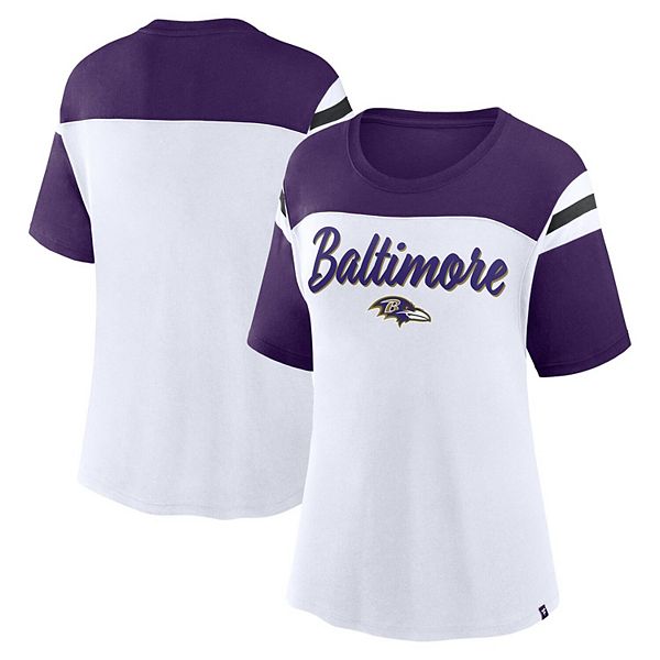 Женская футболка с коротким рукавом и принтом Baltimore Ravens Cheer Chant, белый/фиолетовый Fanatics Brands - White Label