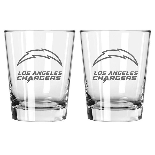 The Memory Company Los Angeles Chargers 2-Pack 15oz. Double Old Fashioned Glass Set The Memory Company