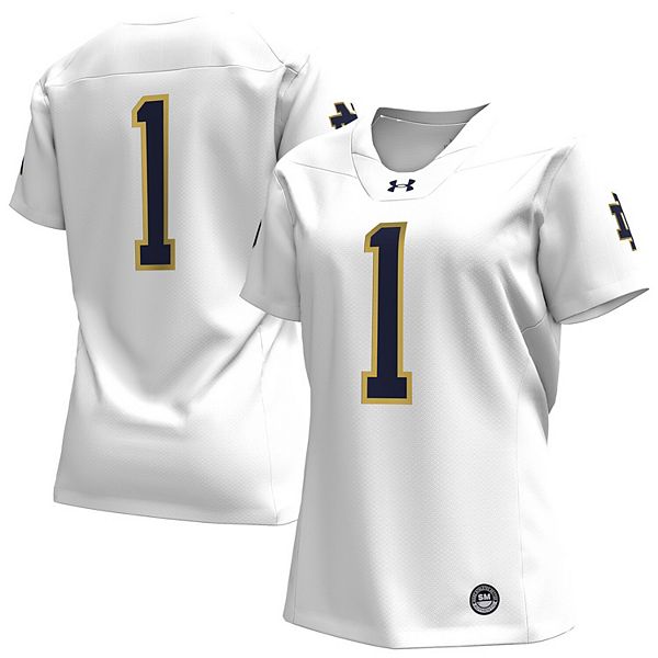 Женская Футболка Under Armour #1 Белая Notre Dame Fighting Irish Реплика Under Armour