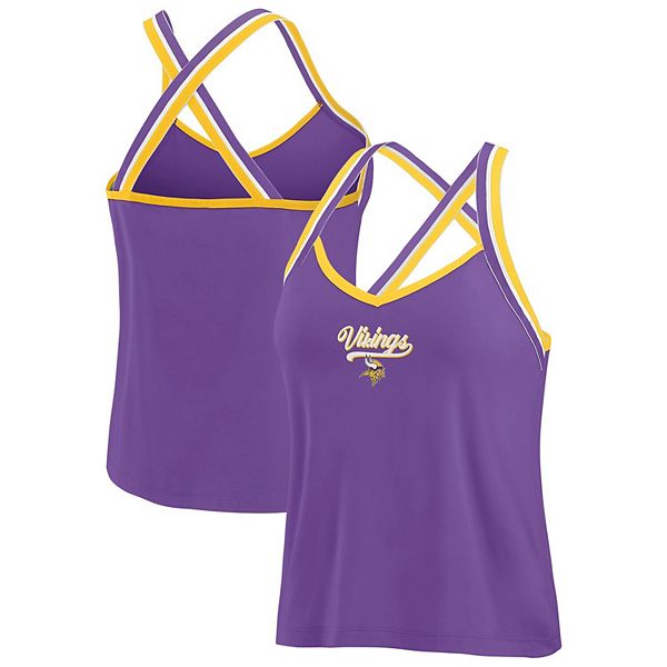 Женская Футболка WEAR by Erin Andrews Фиолетовая Minnesota Vikings Cross Strap Tri-Blend WEAR by Erin Andrews