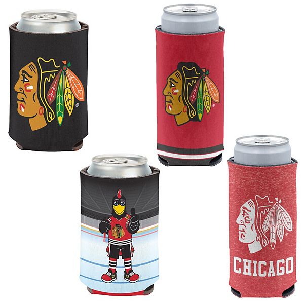 Портативные холодильники WinCraft Chicago Blackhawks 4-Pack, 2 обычных и 2 узких на 12oz, неопрена Wincraft