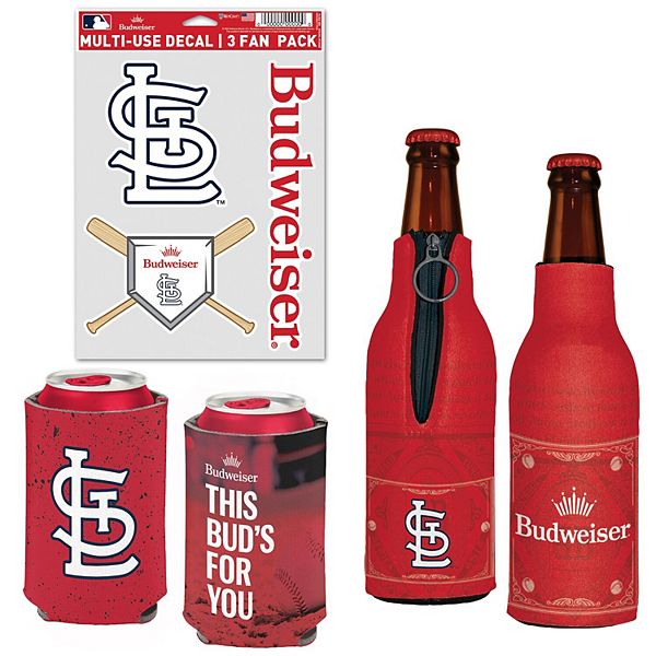 Пакет с термосумками для бутилированных напитков и наклейками WinCraft St. Louis Cardinals MLB x Budweiser, Нейлон, 2 бутылки, 2 банки, 3 наклейки Wincraft