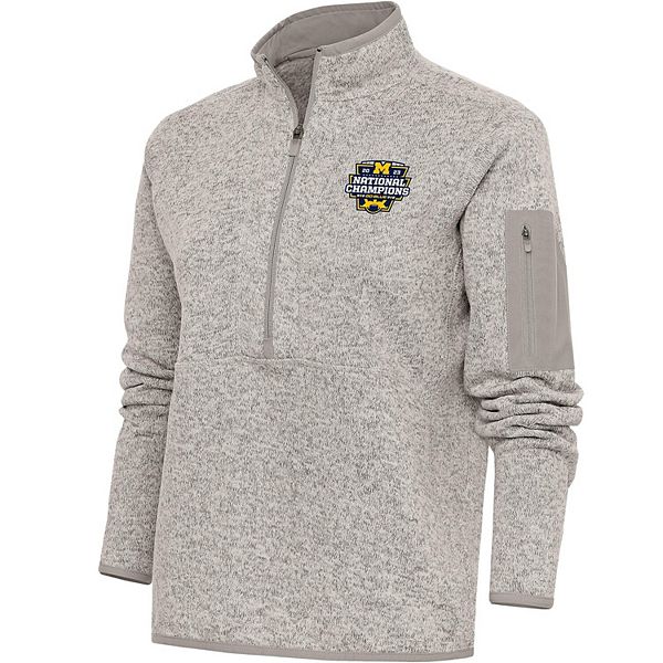 Женская Футболка Antigua Fortune Half-Zip Michigan Wolverines College Football Playoff 2023 National Champions Antigua