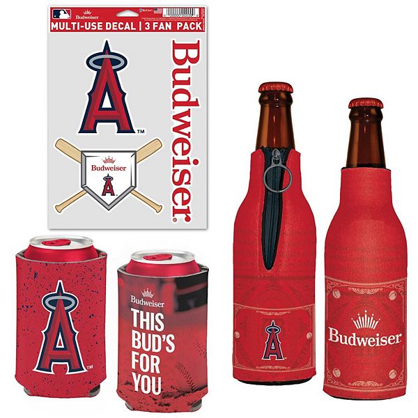 Комплект WinCraft Los Angeles Angels MLB x Budweiser: Портативный холодильник для банок и бутылок с наклейками, 100% неопрен Wincraft