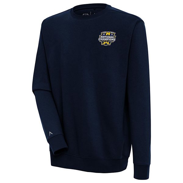 Мужская Футболка Antigua Navy Michigan Wolverines College Football Playoff 2023 National Champions Victory Pullover Sweatshirt Antigua