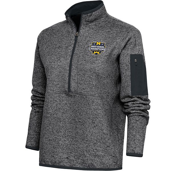 Женская Футболка Antigua Fortune Half-Zip Michigan Wolverines Чемпионы Национальной Ассоциации Футбольного Колледжа 2023 Antigua