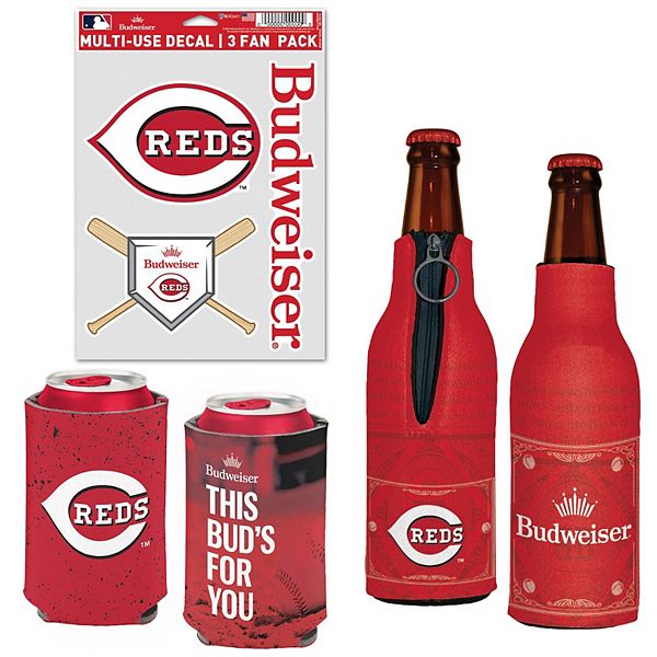 Набор из двух контейнеров и декалей WinCraft Cincinnati Reds MLB x Budweiser, 100% неопрен и винил, 3 декали Wincraft