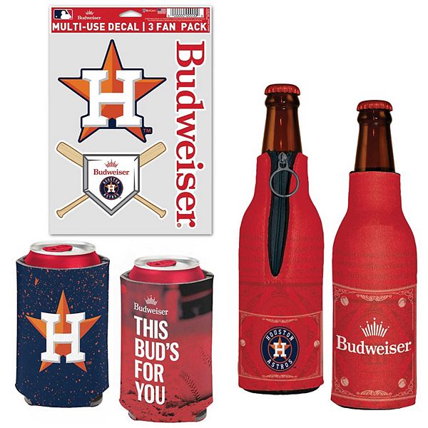 Набор охлаждающих сумок и наклеек WinCraft Houston Astros MLB x Budweiser, 2 бутылки и 2 банки, 100% неопрен, 100% винил Wincraft