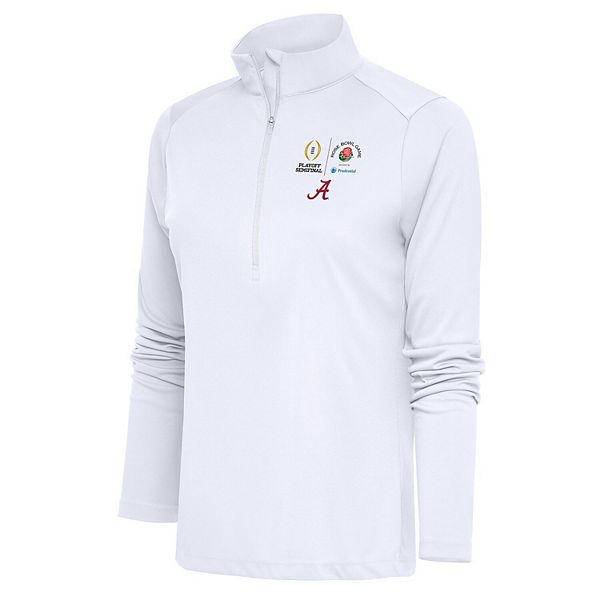 Женская Футболка Antigua Белая Alabama Crimson Tide College Football Playoff 2024 Rose Bowl Tribute Half-Zip Pullover Top Antigua