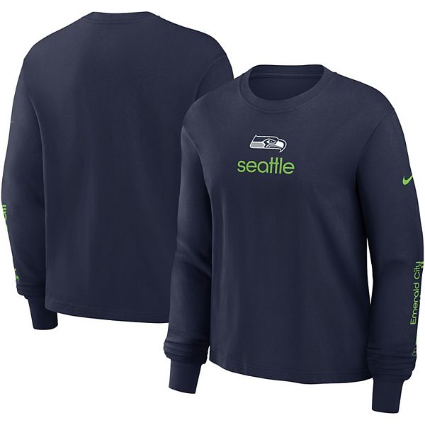 Женская длинная футболка Nike College Navy Seattle Seahawks с свободным кроем NCAA