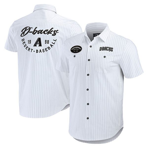 Мужская Футболка Darius Rucker Collection by Fanatics Белая Arizona Diamondbacks В полоску Короткий Рукав С Пуговицами Darius Rucker Collection by Fanatics