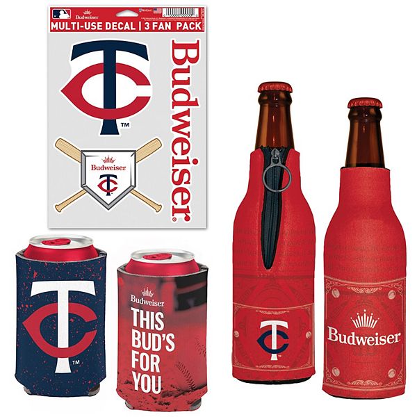 Пакет из охлаждающих сумок и наклеек WinCraft Minnesota Twins MLB x Budweiser, 2 неопрена, 3 винила Wincraft