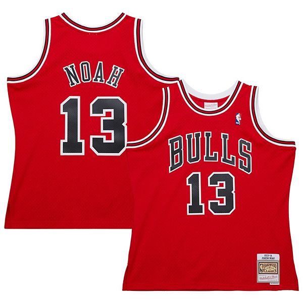 Мужская Футболка Mitchell & Ness Джоаким Ноа Красная Chicago Bulls 2013/14 Hardwood Classics Swingman Mitchell & Ness