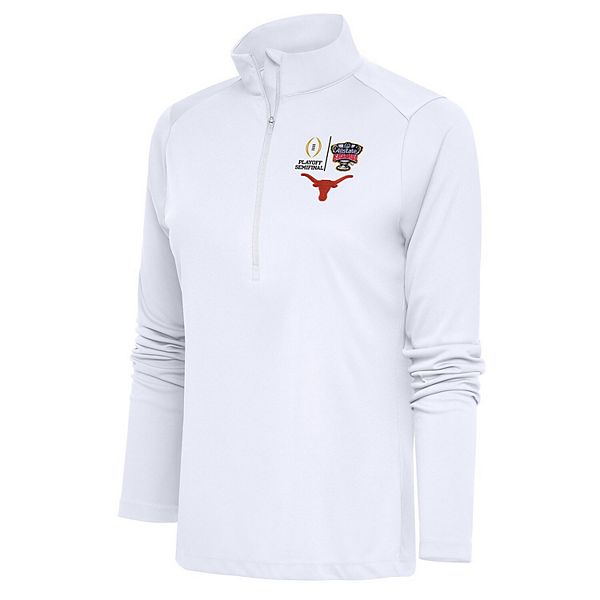 Женская Футболка Antigua Белая Texas Longhorns College Football Playoff 2024 Sugar Bowl Tribute Half-Zip Pullover Top Antigua