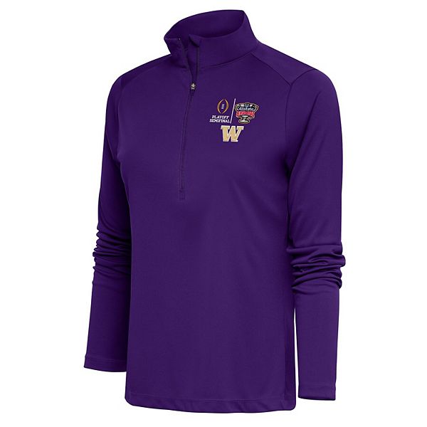 Женская Футболка Antigua Пурпурная Washington Huskies College Football Playoff 2024 Sugar Bowl Tribute Half-Zip Pullover Top Antigua