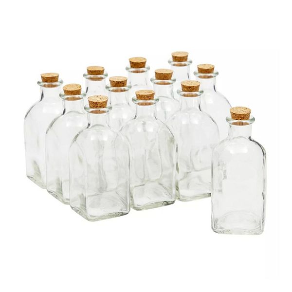 Clear Glass Bottles With Cork Lids Kitchen Containers 4oz 12 Pcs Kitcheniva