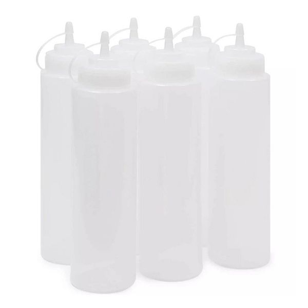 24 Oz Plastic Condiment Squeeze Bottles With Caps 6 Pcs Kitcheniva