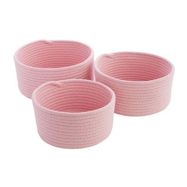 Cotton Woven Baskets Storage Organizers 3 Sizes Pink Kitcheniva