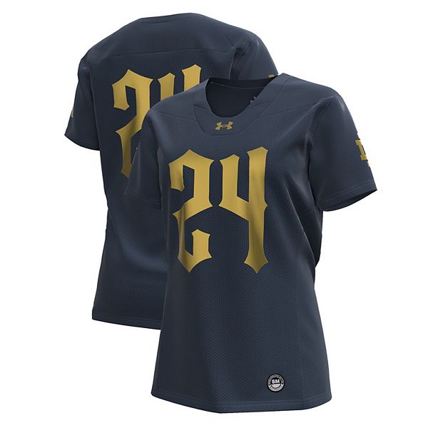 Женская Футболка Under Armour Navy Notre Dame Fighting Irish 2024 Shamrock Series Replica Under Armour