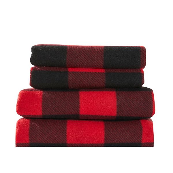 Madelinen Super Soft Plush Fleece Plaid Sheet Set Madelinen