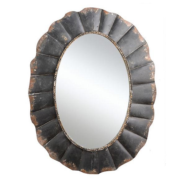 Oval Metal Scalloped Framed Wall Mirror Storied Home