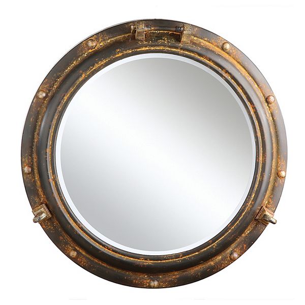 Nautical Round Metal Porthole Wall Mirror Storied Home