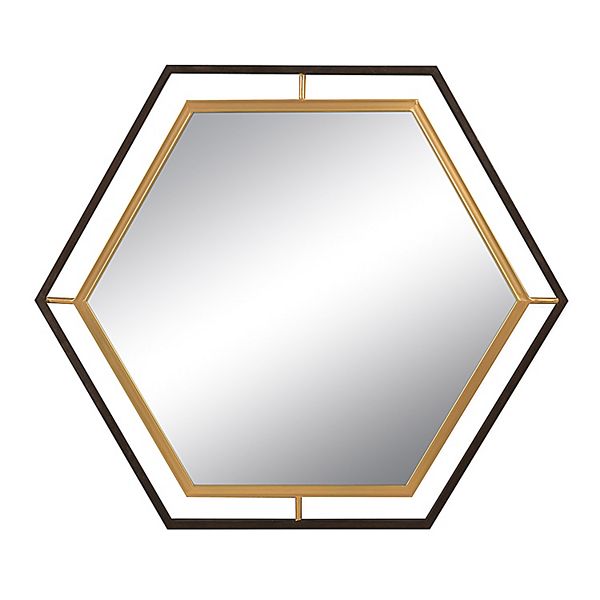 Hexagon 2-Tone Metal Framed Wall Mirror Storied Home