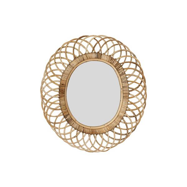 Boho Oval Woven Bamboo Framed Wall Mirror Storied Home