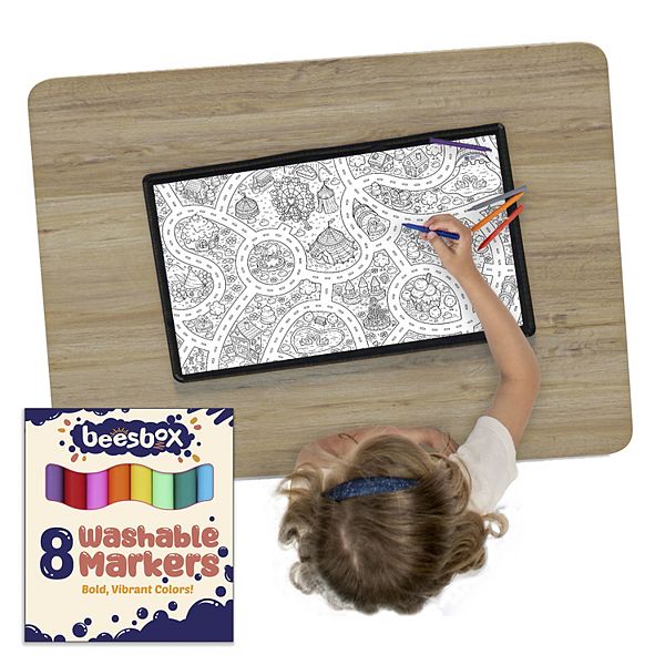 Magic Kid's Coloring Page Washable Rug Playroom Decor Birthday Coloring Rugs