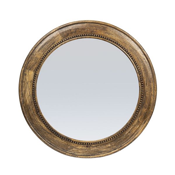 Round Carved Wood Framed Wall Mirror Storied Home