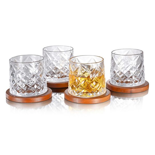 Whiskey Glasses With Coaster Set Of 4 Whole Housewares